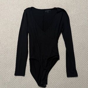 LOFT Black V-Neck Bodysuit